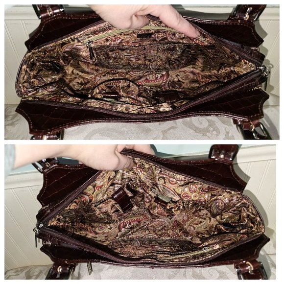 NEW MAXX New York Chestnut Red 100% Croco Embossed Leather Shoulder Bag Purse - Picture 16 of 16